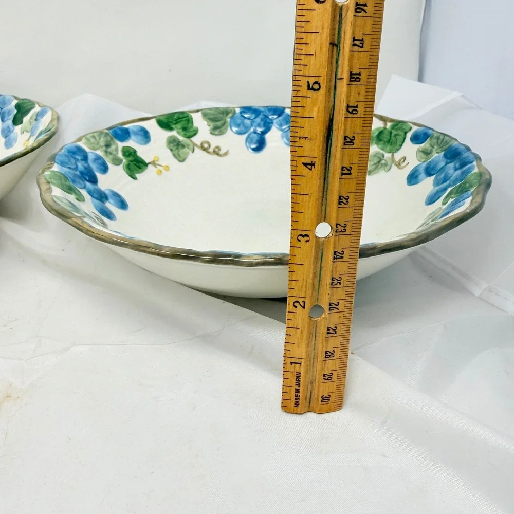 Metlox Poppy Trail California Blue Grape Pasta Bowls Set of 2 Scalloped 9.5 inch